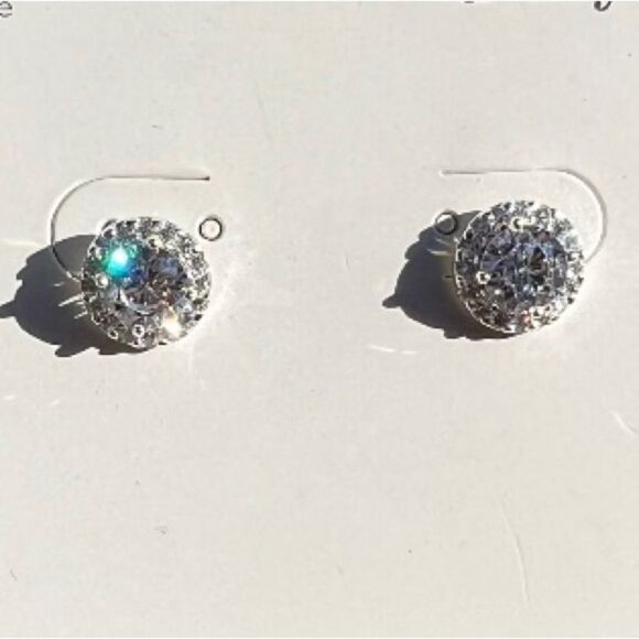 Sterling Silver Cubic Zirconia Stud Earrings New - Picture 7 of 7